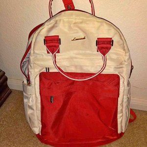 Backpack, Red and Tan.